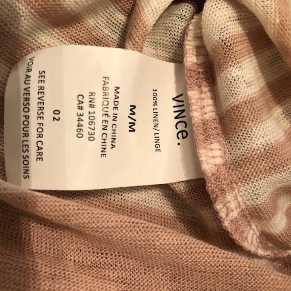 Vince Women's Linen Stripe Tapered Bottom Tank-Sz M-Like new! - Picture 6 of 7